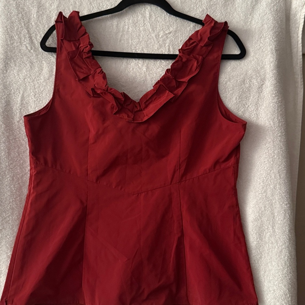 Ruffled Red Sleeveless Top